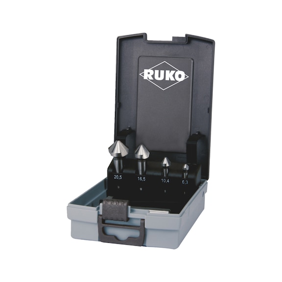 Assortiment de fraises coniques Jeu de fraises coniques Ruko DIN 335 forme C 90° HSS brut, 5 pcs. - CNTSNKCONE-RUKO102154RO-90GRD-D6,3-25,0
