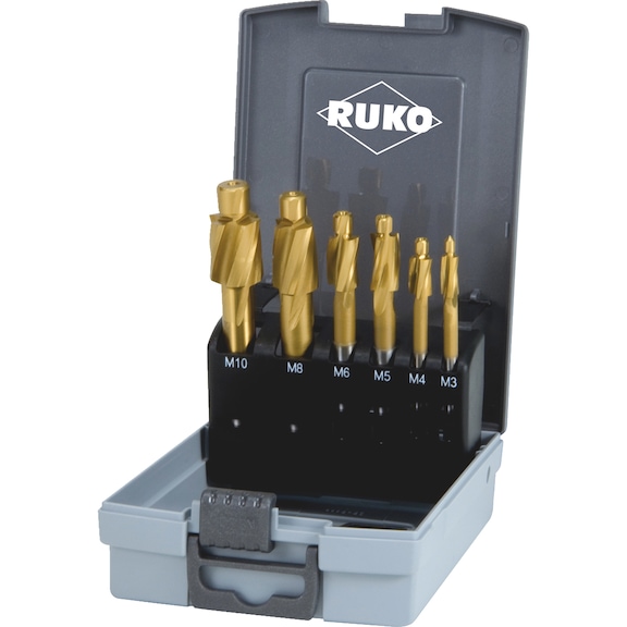 Count. set DIN 373 thrd core hole HSS TiN 6pcs Ruko - CNTBRE-RUKO-102452TRO-180GRD-M3-M10