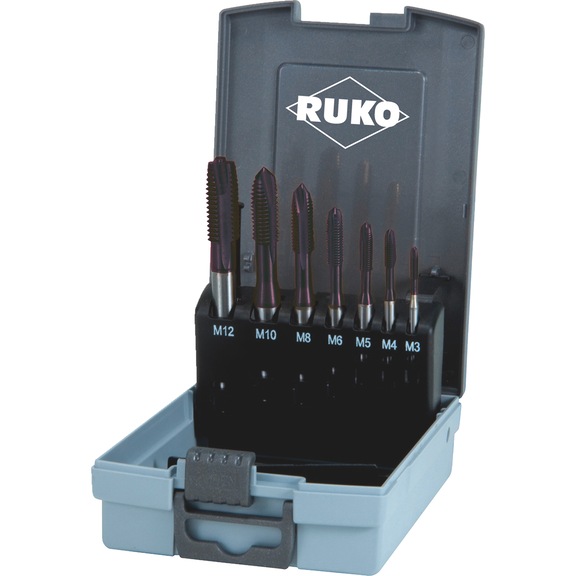 Gewindebohrer Maschine Sortiment/Set 7-teilig Ruko HSCo TiAlN Durchgangsloch - BO-MG-RUKO-245068RO-CO5-M3-M12