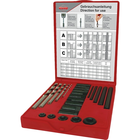 Assortiment/jeu d'extracteurs filetés 21 pièces Ruko 244150 - EXTR-THR-SET-RUKO-244150-21PCS