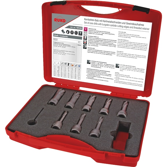 Core drill bit SC ass. 8 pcs. thread chuck 108823 Ruko - CREDRL-RUKO-108823-TC-L84-D12,0-26,0