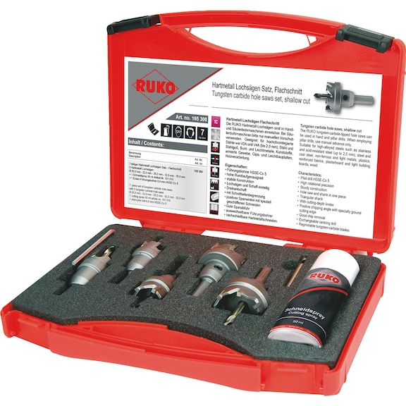 Hole saw tungsten carbide ass. 7 pcs 105300 Ruko - HOSAW-RUKO-105300-TC-D20,0-35,0
