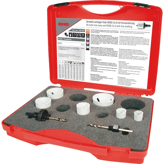 Hole saw bimetal HSCo8 ass. 8 pcs 126301 Ruko - HOSAW-RUKO-126301-HSSE-CO8-D19,0-57,0