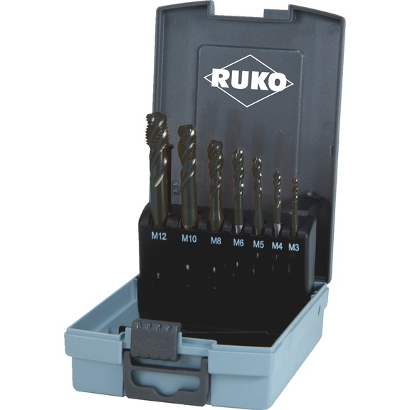 Machine screw tap set/kit 7 pieces Ruko HSCo TiAlN blind hole - MATAP-RUKO-245069RO-CO5-M3-M12