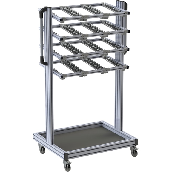 Bereitstellungswagen Multi mit Rollenbahn - WAPS-BRTSTLWGN-MULTI-ROLL-500-4BOD-3BHN