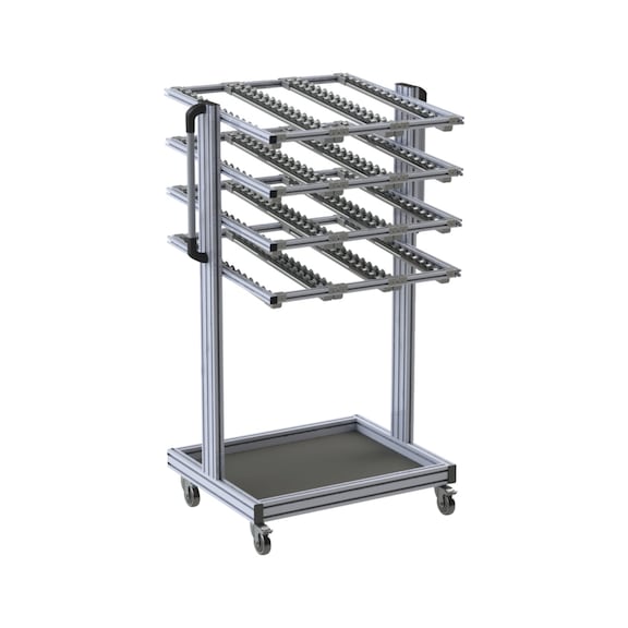 Bereitstellungswagen Multi mit Rollenbahn - WAPS-BRTSTLWGN-MULTI-ROLL-830-4BOD-3BHN