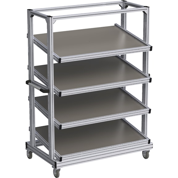Shelf trolley with shelf - WAPS-REGALWAGEN-830MM-4FACHBOEDEN