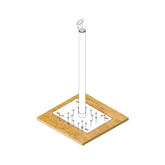 Einzelanschlagpunkt für Holz zum Einschrauben eckig
