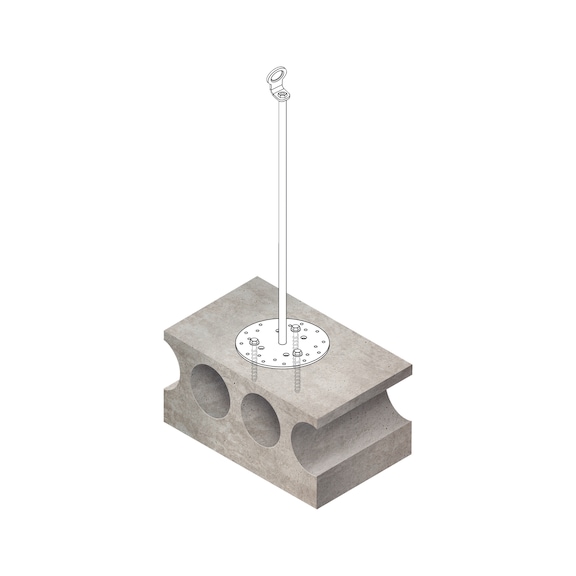 Einzelanschlagpunkt Hohlkammerbeton rund - ANSHLGPKT-S-CA564-16-700