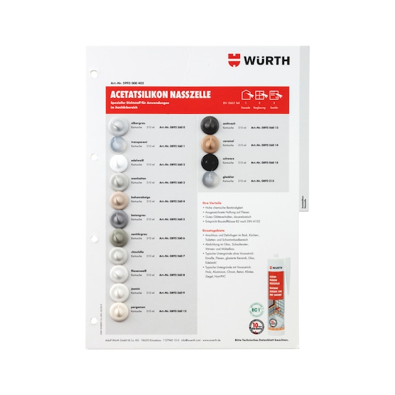 Farbmusterkarte Dichtstoffe - FARBMUSTER-DI-TAFEL-A4-(SIL-ACETAT NASS)