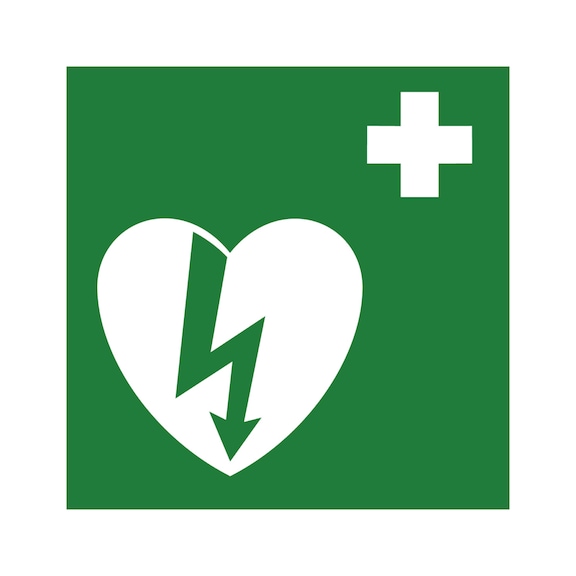 Defibrilaattori merkki - INFOKILPI DEFIBRILAATTORI