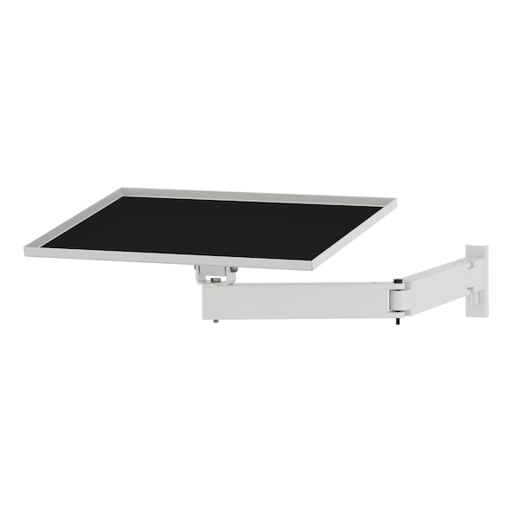 Swivel arm with shelf - SWIVARM-SHELF450-RAL7035-450X100