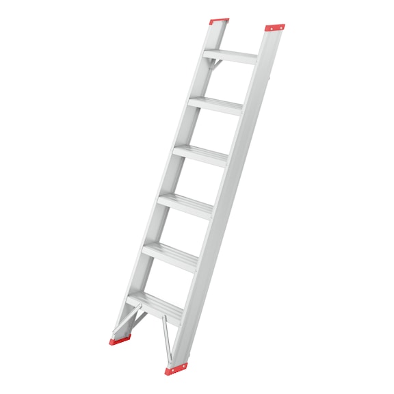Riveted aluminium single ladder with steps - 1