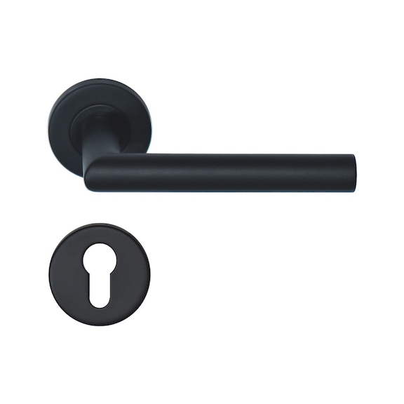Poignée de porte POMEROL Grade 3 - L130 mm - noir velour - inox peint - clé en I