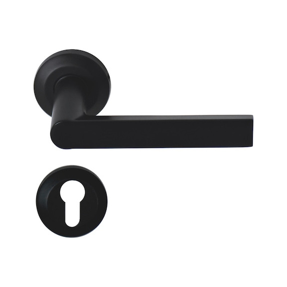 Poignée de porte ZEPHIR finition moderne - L127 mm - noir - alu peint - mat - clé en I