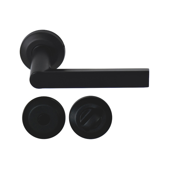 Poignée de porte ZEPHIR finition moderne - L127 mm - noir - alu peint - mat - condamnation