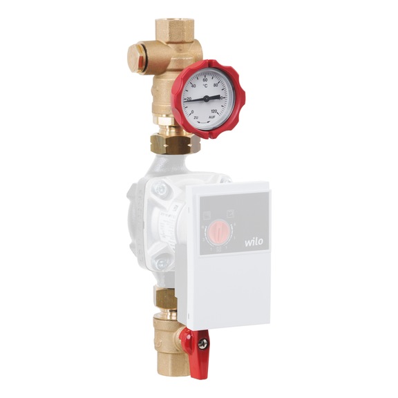 Kit valvole interc. pompa con termometro tubra TUX - KIT-POMPA-CON-VALVOLE-SFERA-DN-20
