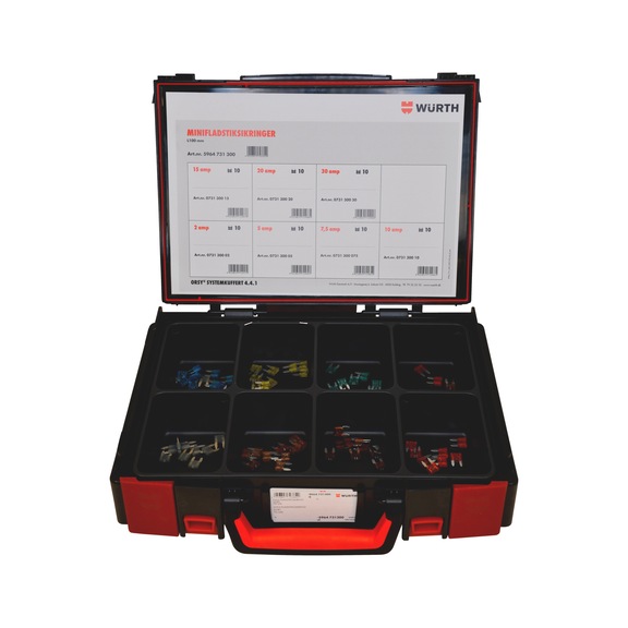 Fladsikringer, MINI-FLP, sølv, sortiment i systemkuffert 4.4.1 - MINI FLADSTIKSIKRINGSORT.70STK