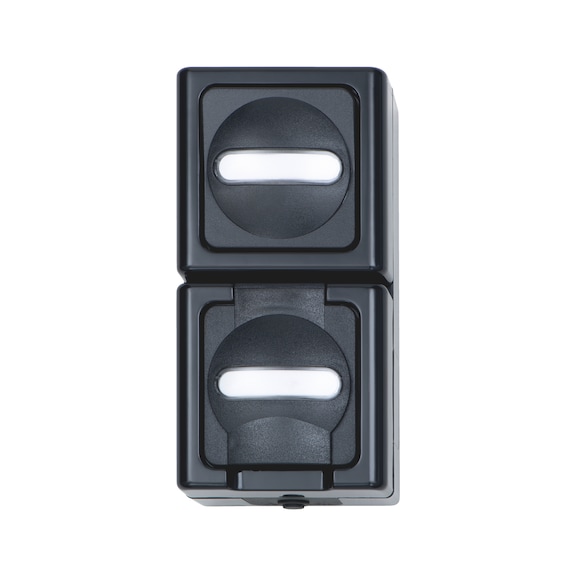 ELMO<SUP>® </SUP>AP-Feuchtraum Universalschalter/Steckdose senkrecht - SCHALTSTEDO-AP-SENKRECHT-ANTHRAZIT