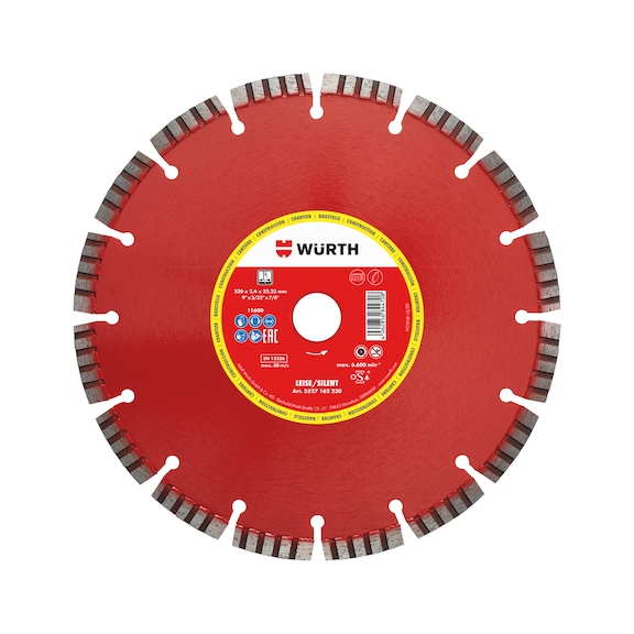 Silent segmented construction site diamond cutting disc - CUTDISC-DIA-CNST-SLN-BR30/25,4-D350