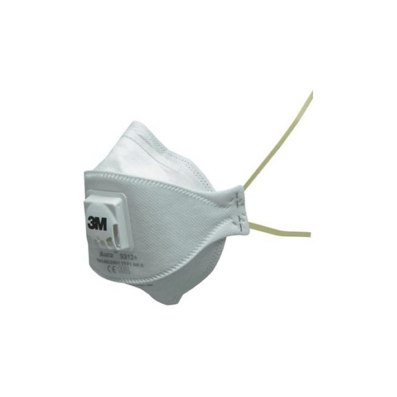 Comfort breathing mask - folded 3M Aura 9300+ - DUST MASK-3M/9312-AURA-WITH VALVE-FFP1