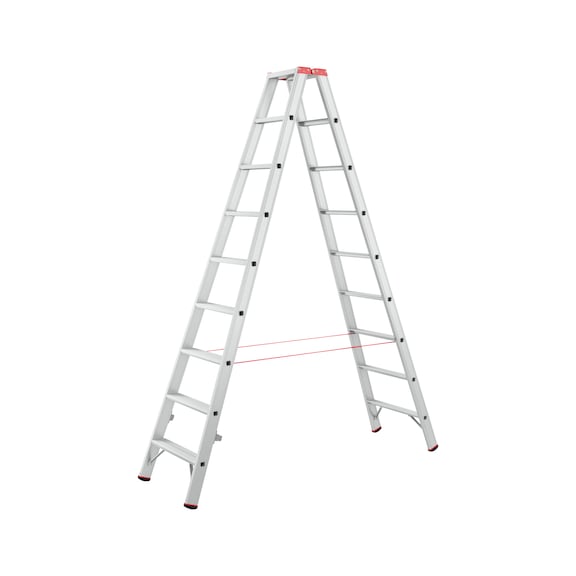 Alu-Stufenstehleiter geb&ouml;rdelt - STEHLEI-ALU-GEBOERDELT-2X9STUF