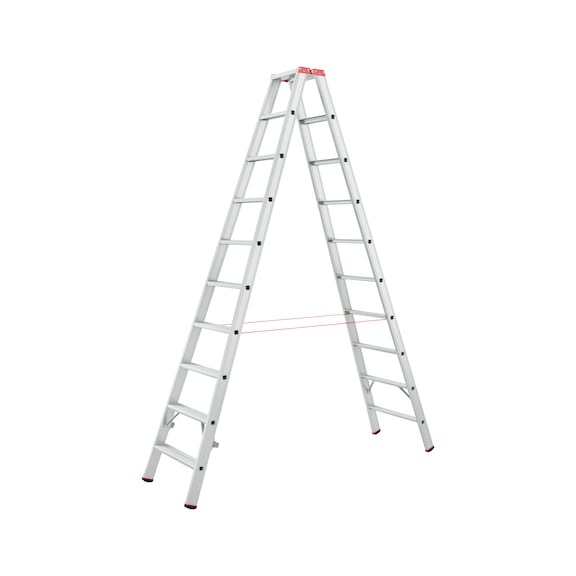 Flanged aluminium standing ladder with steps - STANDLDR-ALU-FLANGED-2X10STEP