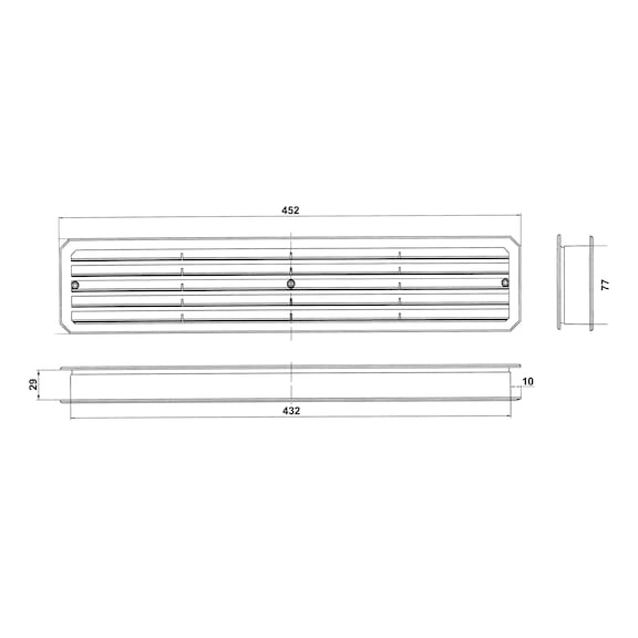 Griglia Di Ventilazione Per Porte - Acciaio Inox 465x106 Mm - Per Spessori 37-55 Mm - Foto 4