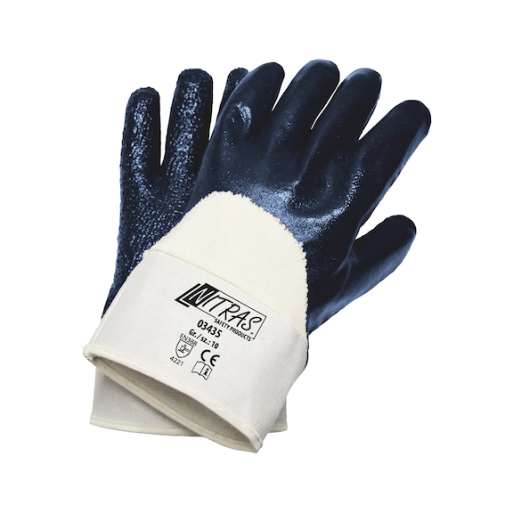 Protective glove, nitrile Nitras 03435 - GLOV-NITRAS-03435-NTR-ROUGH-BLUE-SZ10