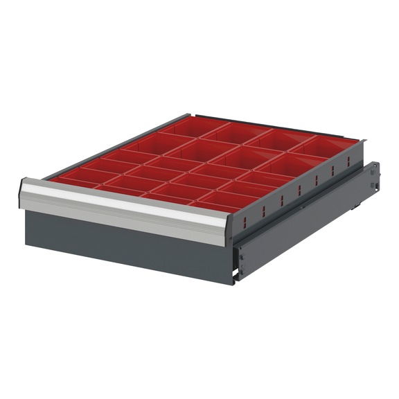 Divider assortment with system boxes for system dimensions 8.8 - BOXSORT-DRWRCAB8.8-24FOLD-H114