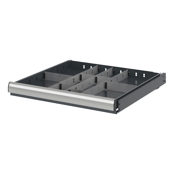 Divider assortment with compartment rails and compartment dividers for system dimensions 12.8 - DEVDRSORT-CPRTRL-DRWR12.8-10FOLD-H60