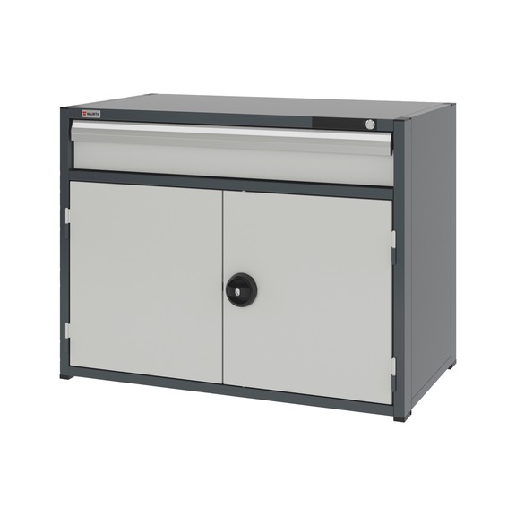 System combination cabinet 16.6: 1037x603 mm - COMBICAB-16.6-H795-WNGDR540-1DRWR-R7035