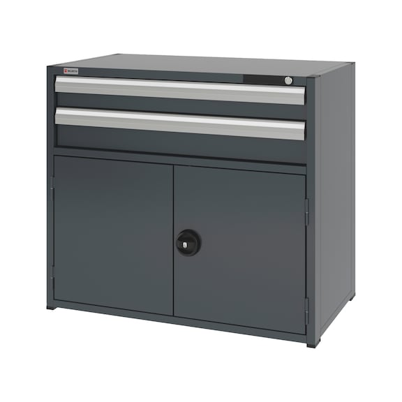 System combination cabinet 16.6: 1037x603 mm - COMBICAB-16.6-H915-WNGDR540-2DRWR-R7016
