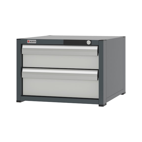 System drawer cabinet 8.6: 574x603 mm - DRWRCAB-8.6-H405-2DRWR-RAL7035