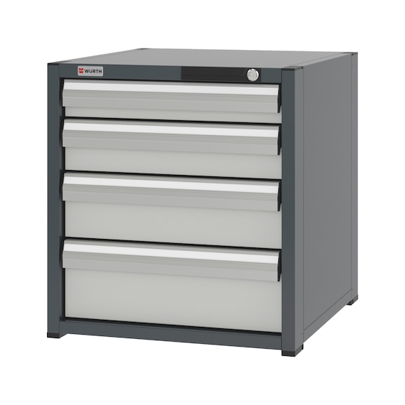 System drawer cabinet 8.6: 574x603 mm - DRWRCAB-8.6-H615-4DRWR-RAL7035