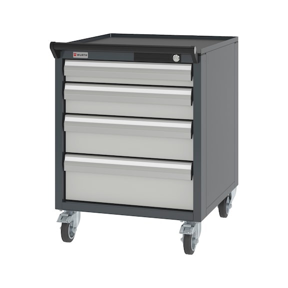 System-Schubladenschrank fahrbar 8.6 - 574x603 mm - SLSHRNK-FAHRBAR-8.6-H750-4SL-RAL7035