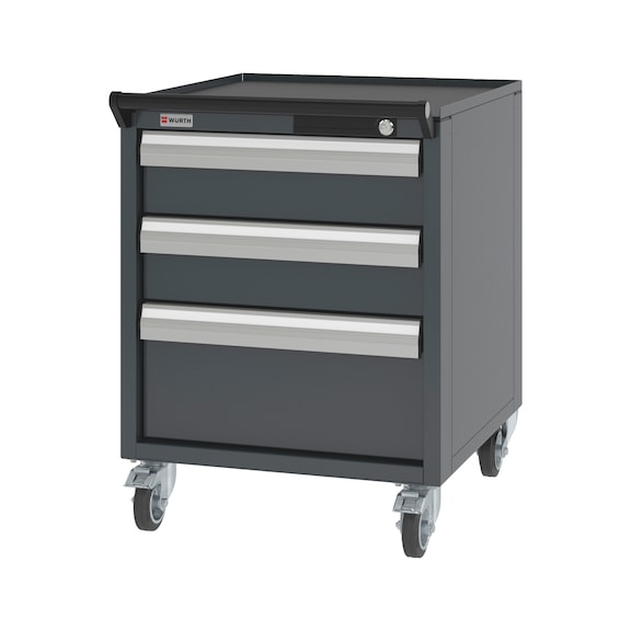 System-Schubladenschrank fahrbar 8.6 - 574x603 mm - SLSHRNK-FAHRBAR-8.6-H750-3SL-RAL7016