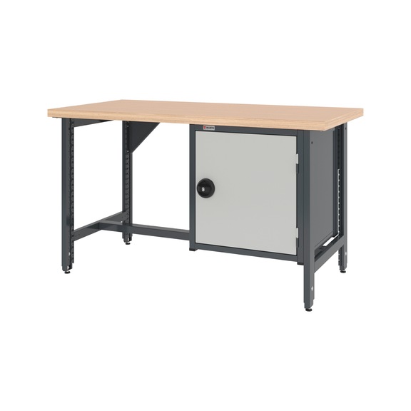 System-Werkbank 1500 mm mit 2 h&ouml;henverstellbaren Werkbankf&uuml;&szlig;en und Fl&uuml;gelt&uuml;ren-H&auml;ngeschrank 8.6 - WRKBANK-EINSTL-2FU-FLGTRSHRNK-1500-R7035