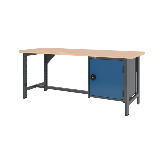 System-Werkbank 2000 mm mit 2 fixen Werkbankf&uuml;&szlig;en und Fl&uuml;gelt&uuml;ren-H&auml;ngeschrank 8.6 - WRKBANK-2FU-FLGTRSHRNK-2000-H835-R5010