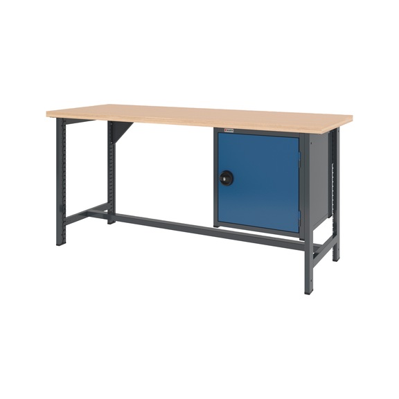 System workbench 2000&nbsp;mm with 2 fixed workbench feet and hinged door wall-mounted cabinet 8.6 - WRKBNCH-2LEG-WNGDRCAB-2000-H955-R5010