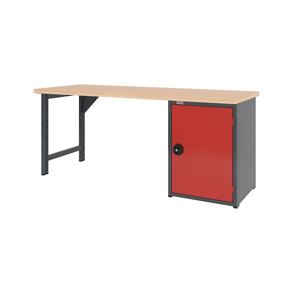 System-Werkbank 2000 mm mit 1 Werkbankfu&szlig; und Fl&uuml;gelt&uuml;ren-Unterbauschrank 8.6 - WRKBANK-1FU-FLGTRSHRNK-2000-H835-R3020