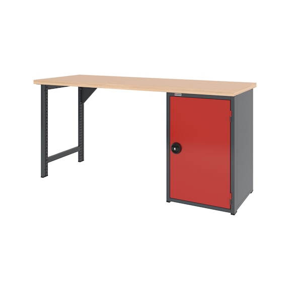 System workbench 2000&nbsp;mm with 1 workbench foot and hinged door undercounter cabinet 8.6 - WRKBNCH-1LEG-WNGDRCAB-2000-H955-R3020