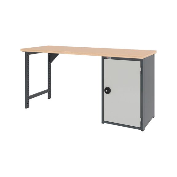 System-Werkbank 2000 mm mit 1 Werkbankfu&szlig; und Fl&uuml;gelt&uuml;ren-Unterbauschrank 8.6 - WRKBANK-1FU-FLGTRSHRNK-2000-H955-R7035