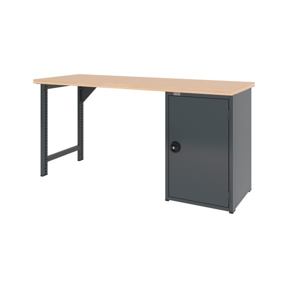 System-Werkbank 2000 mm mit 1 Werkbankfu&szlig; und Fl&uuml;gelt&uuml;ren-Unterbauschrank 8.6 - WRKBANK-1FU-FLGTRSHRNK-2000-H955-R7016