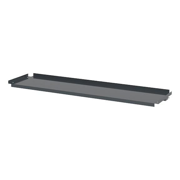 System tray shelf between workbench feet - TRYSHLF-HALF-1500-WRKBNCH-RAL7016