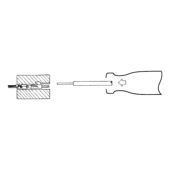 Extraction tool for connectors with locking lug - RLSETL-1NOTCH-LKS-1575-1,5MM