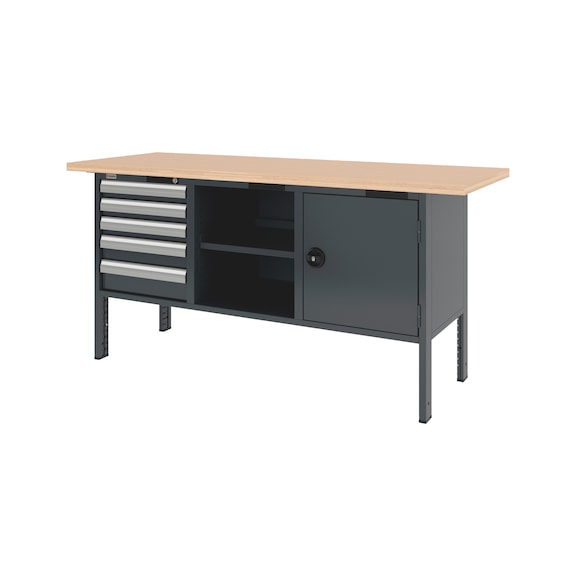 Syst&egrave;me d'&eacute;tabli armoire 2000 mm avec 3 caissons d'&eacute;tabli 8.6 - CWB-SYSTEM-7DRWR-1WNGDR-2000-RAL7016