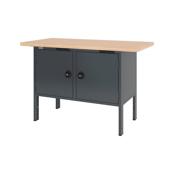 System cabinet workbench 1500 mm with 2 undercounter blocks 8.6 - CWB-SYSTEM-2WNGDR-1500-RAL7016