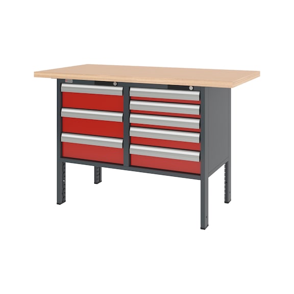 System-Kastenwerkbank 1500 mm mit 2 Unterbaubl&ouml;cken 8.6 - KWB-SYSTEM-8SL-1500-RAL3020