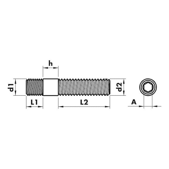 Prigioniero, costruzioni in legno, altri - PERNO FILETTATO A2 M12X27